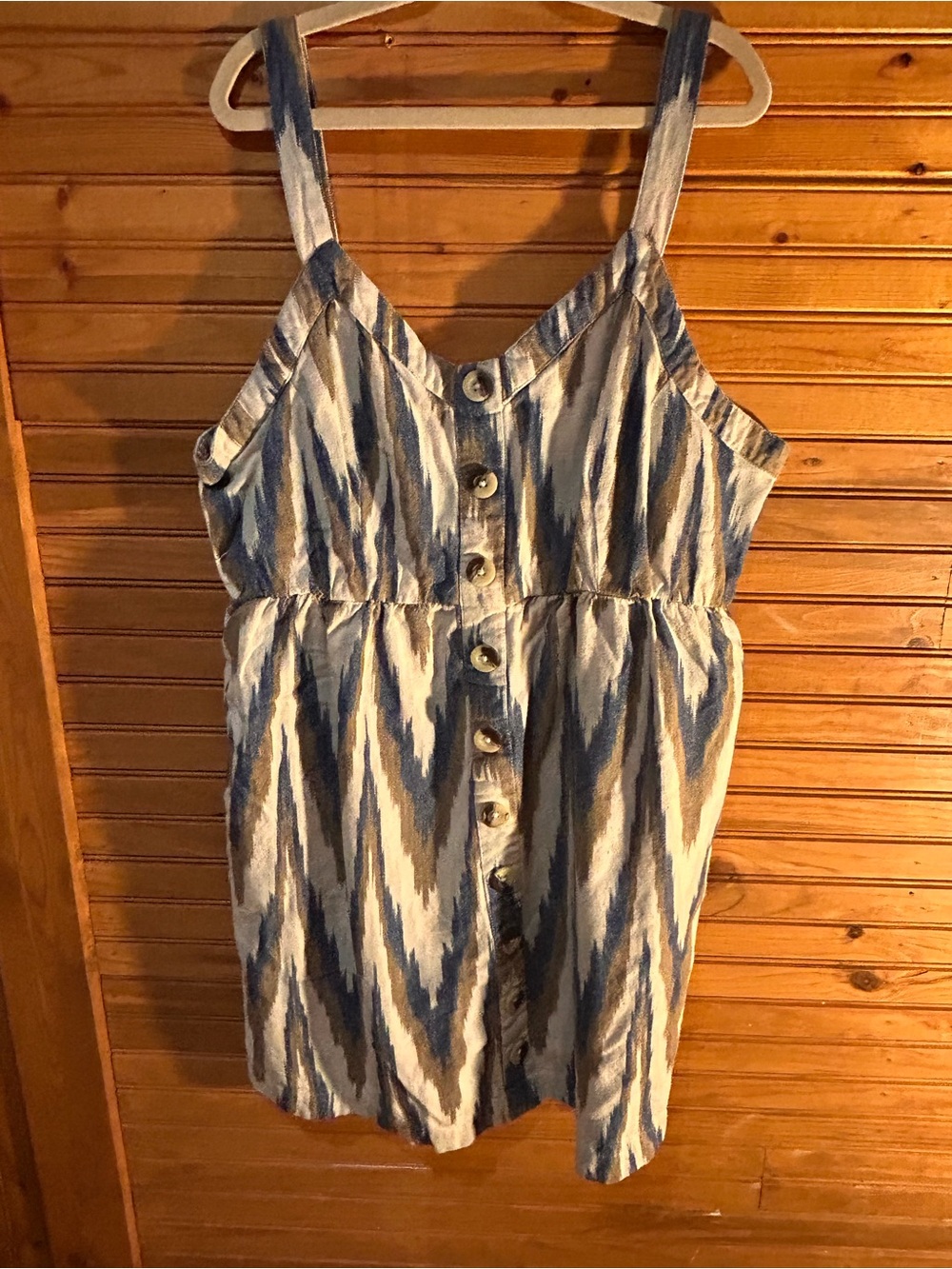 Shyanne Blue and White Striped Button-Front Kids Dress